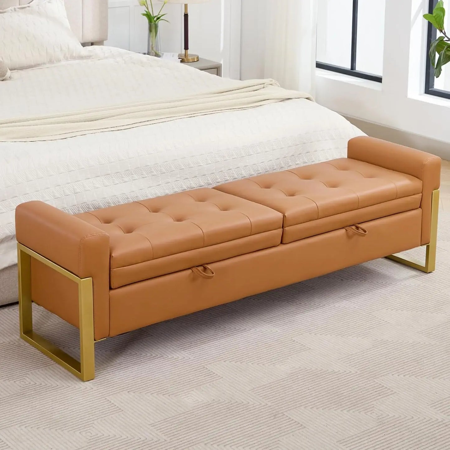 67" Storage Bench, Double Lids Storage