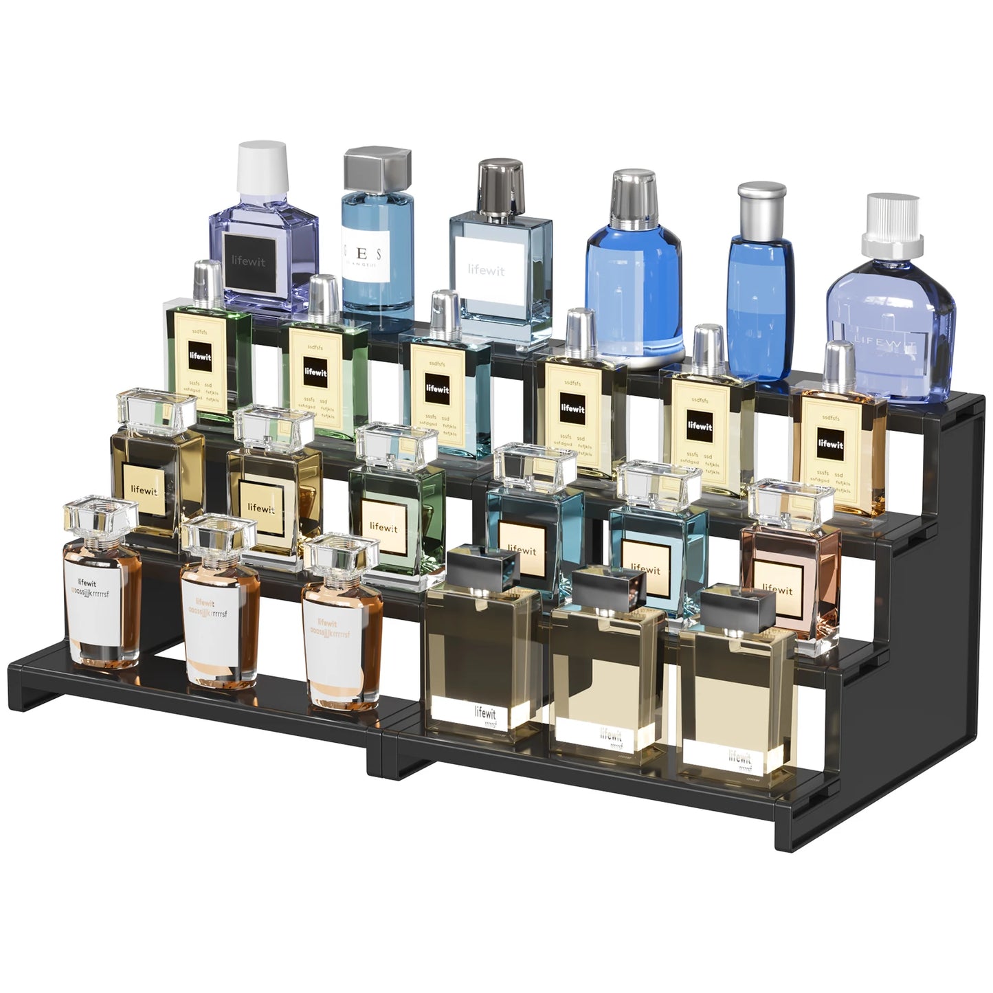 Dark Cologne Stand, Step Perfume Organizer, Tool-free Assembly, Display Stand Shelf for Fragrance, Skincare, Figurines