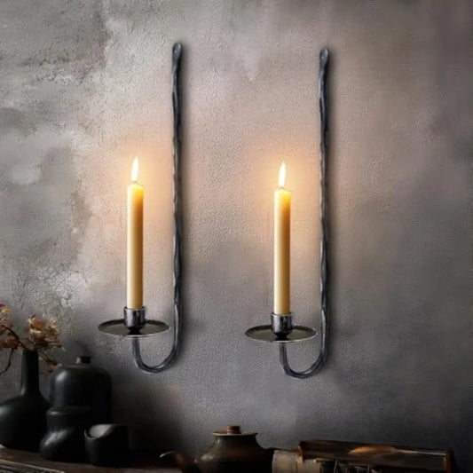 Hand-Forged Wall Candle Sconces Set of - 2