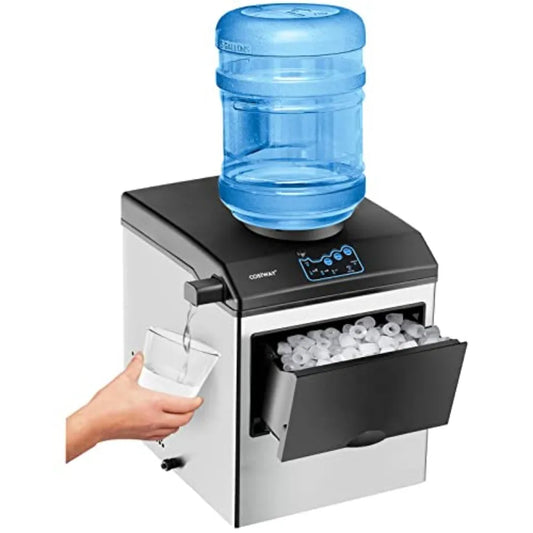 2‑in‑1 Countertop Ice Maker with Built‑In Water Dispenser – 48 lbs./Day, Fast 6‑Min Ice & Stainless-Steel Design