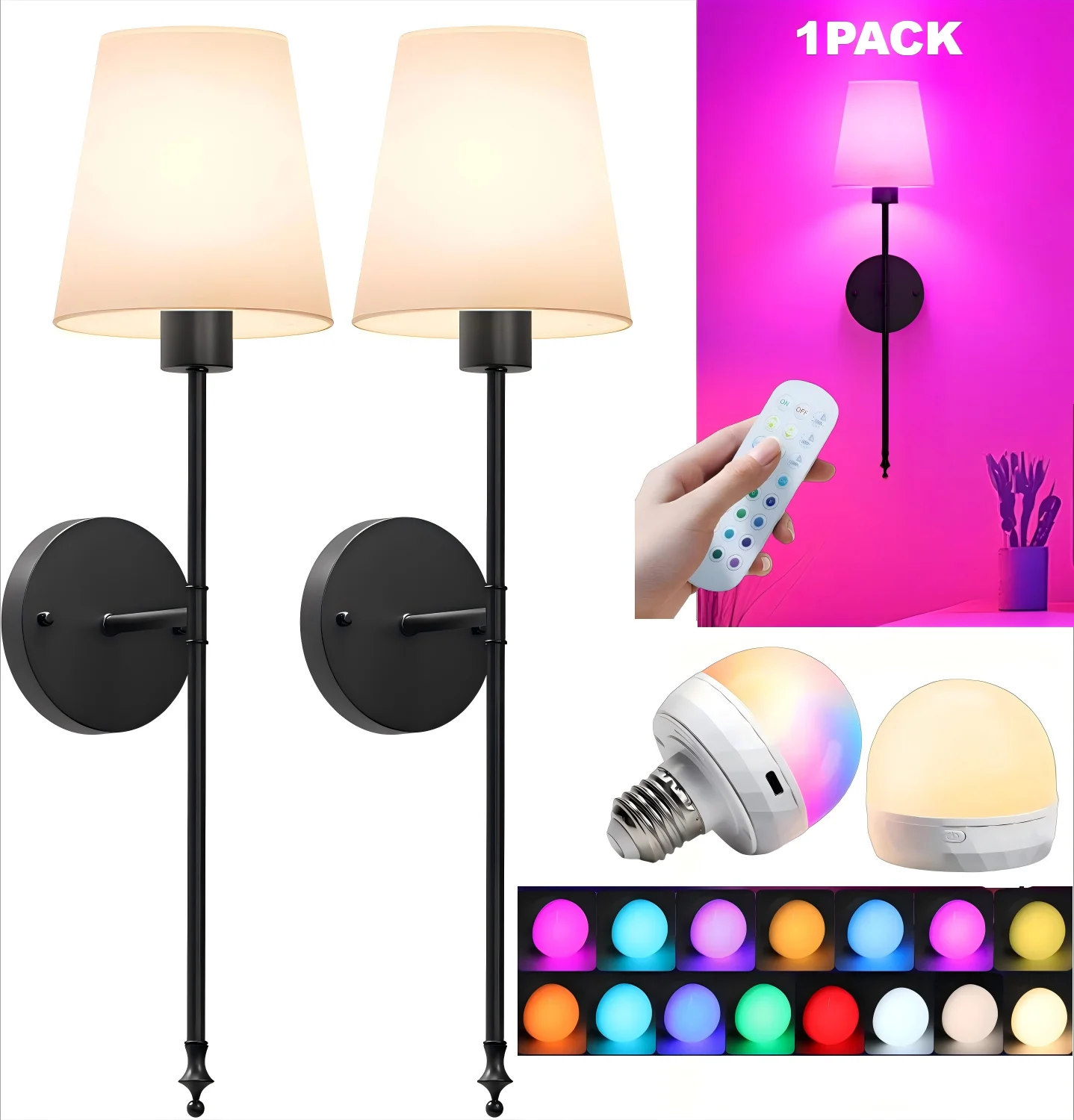 Cordless LED Wall Sconces – Battery‑Powered, Adhesive‑Mounted Wall Lights for Easy No‑Drill Installation