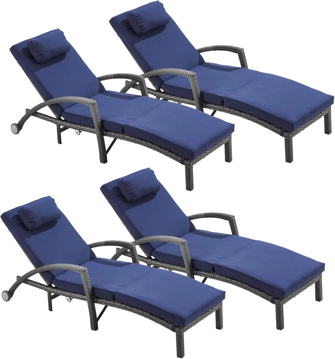 Lounge Chairs Set of 2 – Adjustable Backrest Outdoor Recliners
