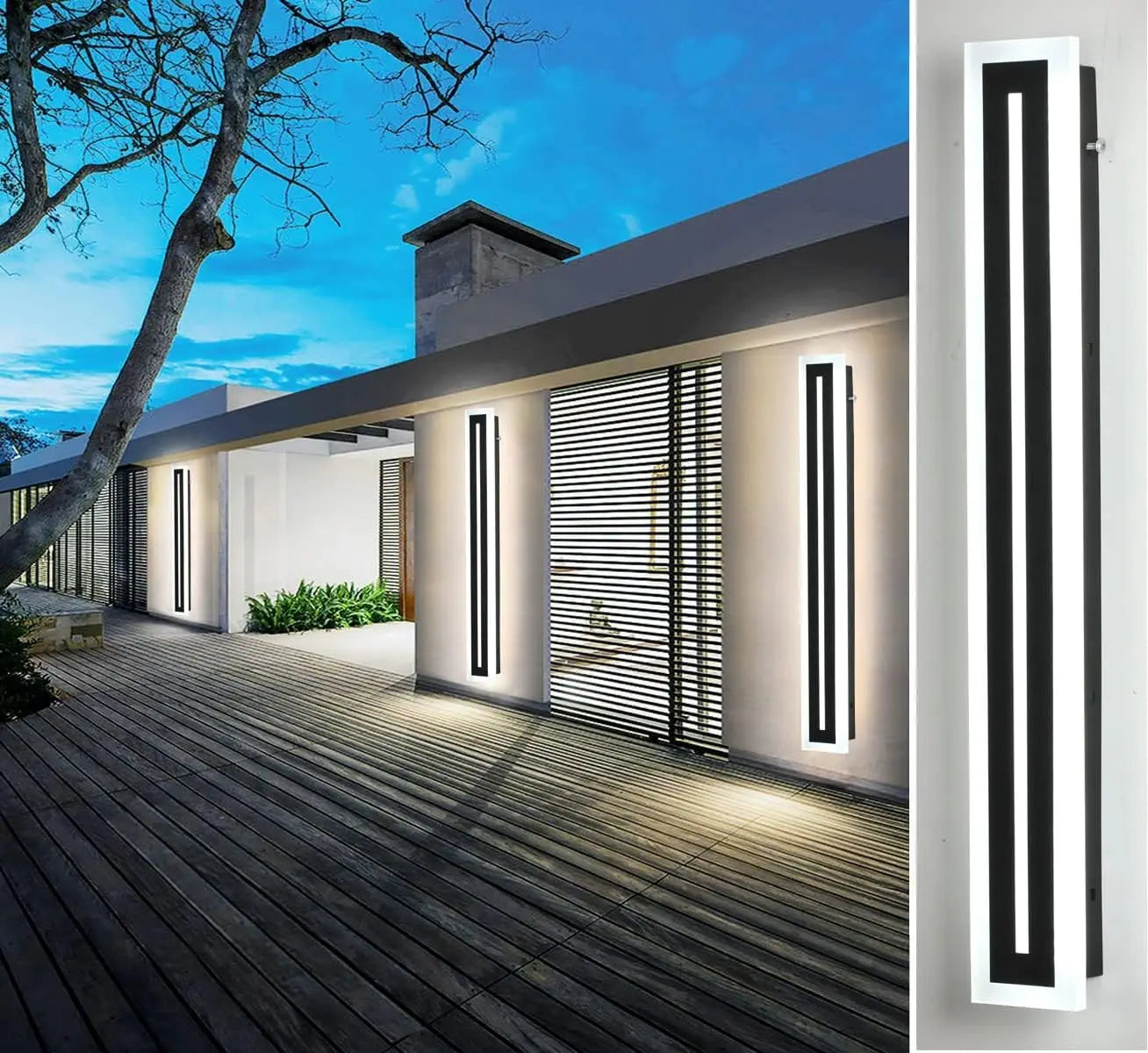Outdoor Long Strip Modern LED Wall Lighting Fixture Lamps, Wall Sconce Fixture, Elegant Frosted White