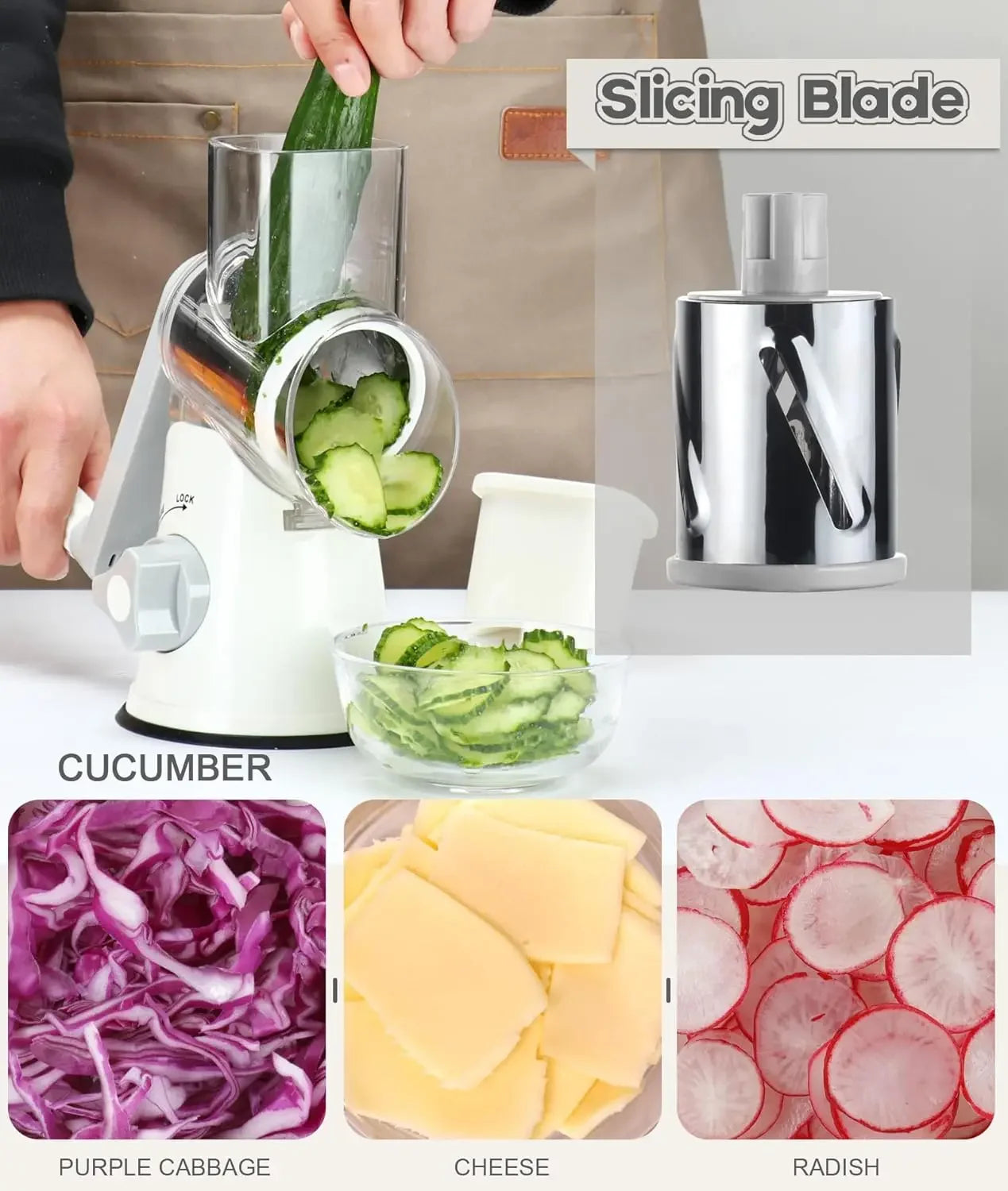 Rotary Cheese Grater – Hand‑Crank Kitchen Shredder & Speed Slicer