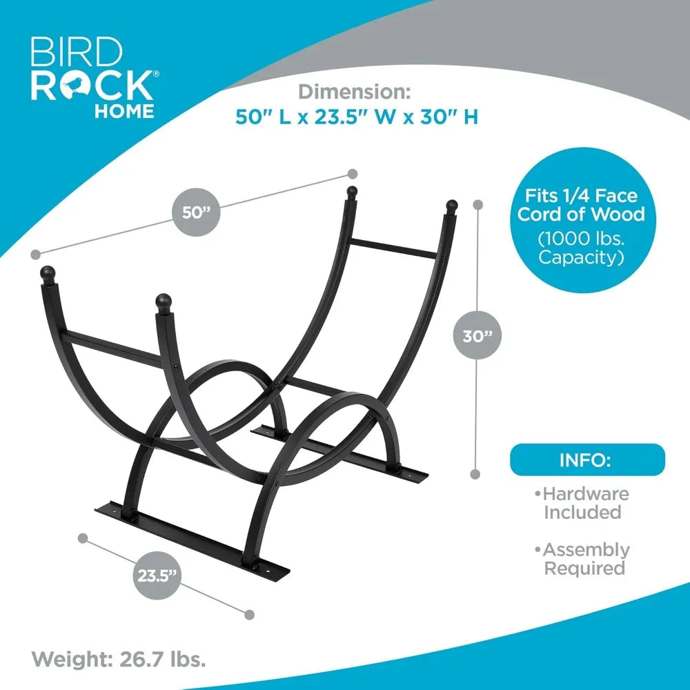 BIRDROCK HOME 50in Firewood Rack for Outdoor or Indoor Use