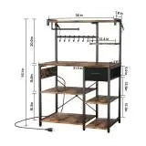 Power Bakers Rack with Support Bar – Kitchen Storage Shelf with Hooks for Dishes & Spice Bottles