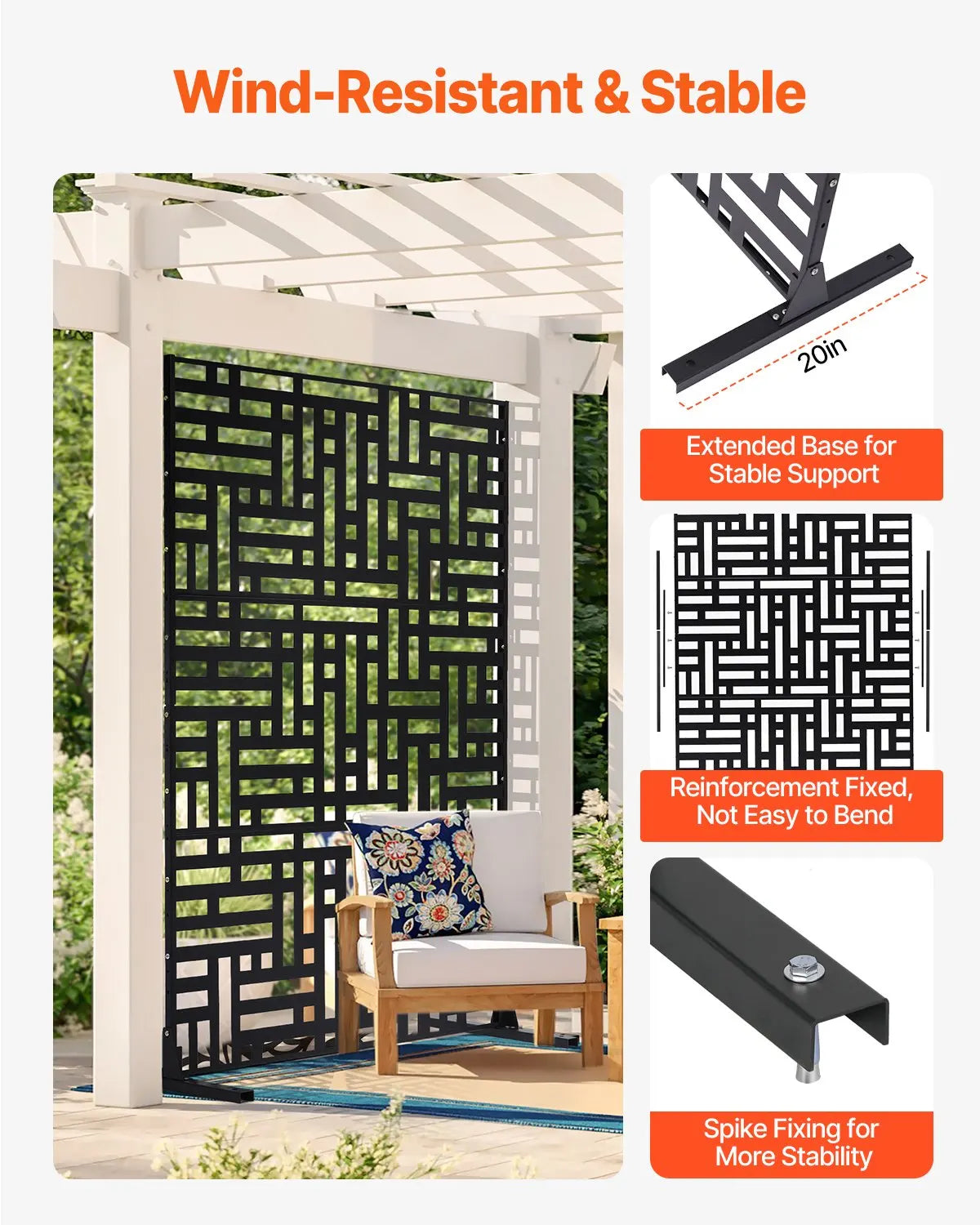 Heritage 4' x 6.3' Metal Privacy Screen | Architectural Patio Panel