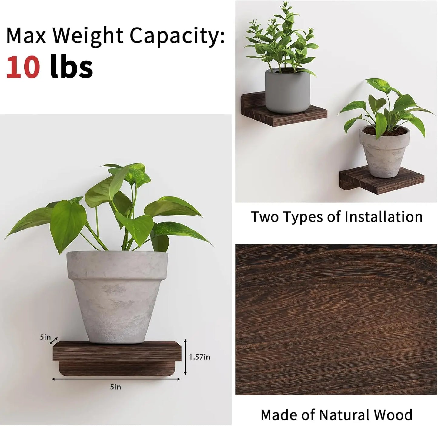 Floating Shelves, 5x5 inch- Set of 4