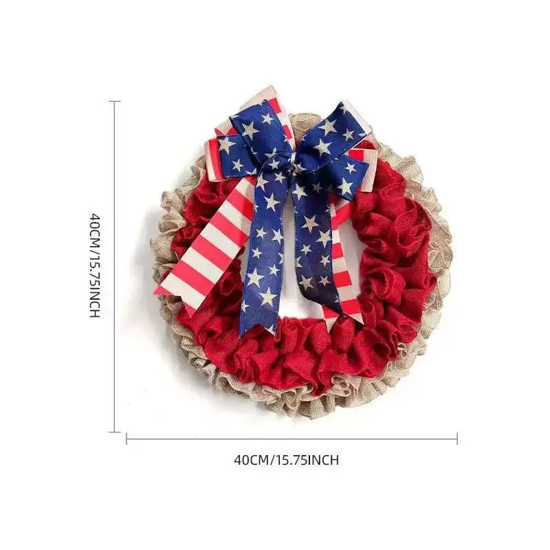 Handmade Patriotic Wreath – Red, White & Blue Independence Day Front Door Decoration