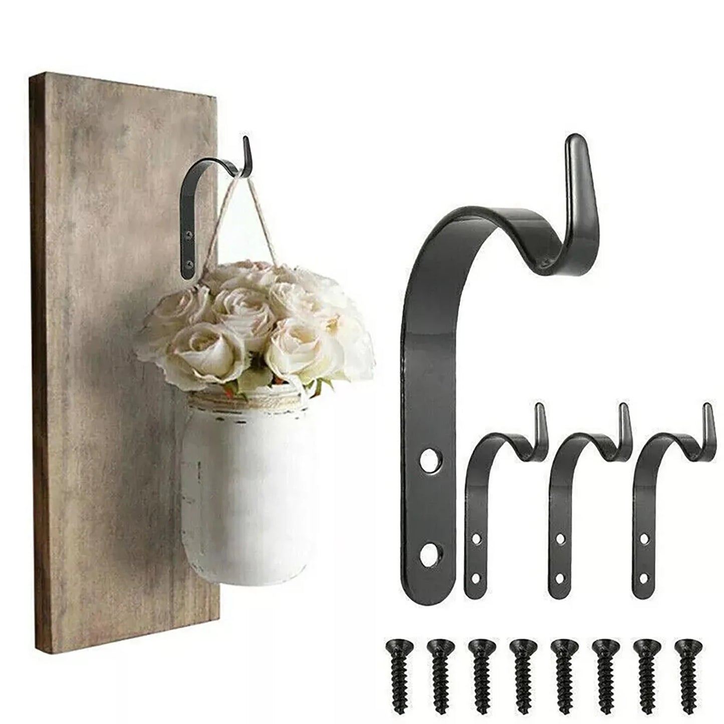 10Pcs Metal Multipurpose wall Hook -Mounted Heavy Duty Bracket for Hanging Plants, Lanterns, Bird Feeders and Wind Chimes