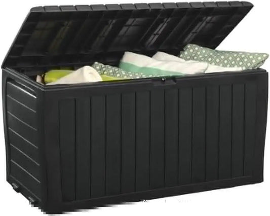 71 Gallon Resin Outdoor Storage Box for Patio, Balcony & Garden – Weather‑Resistant Deck Box for Cushions,