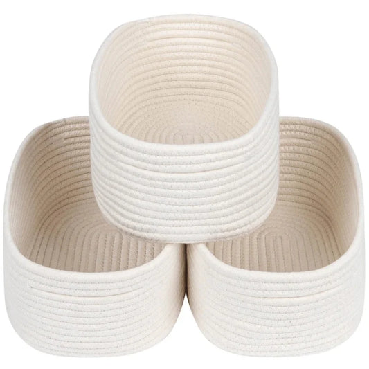 3 Piece Woven Storage Basket Set for Organization