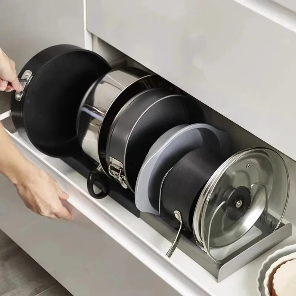 1Pc 7-Compartment Pot and Pan Organizer - Space Saving Organizer