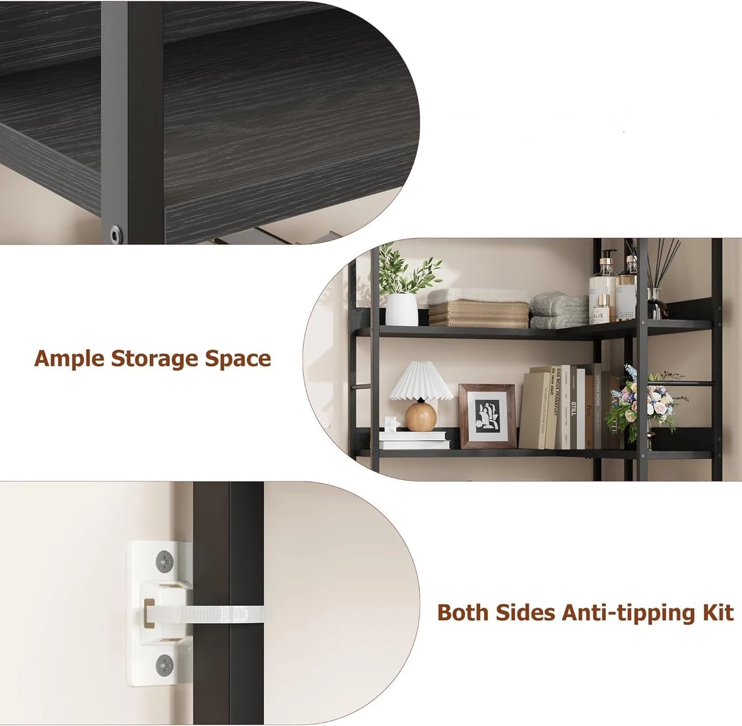 5-Tier Arched L-Shaped Corner Bookshelf | Industrial Storage & Display Rack