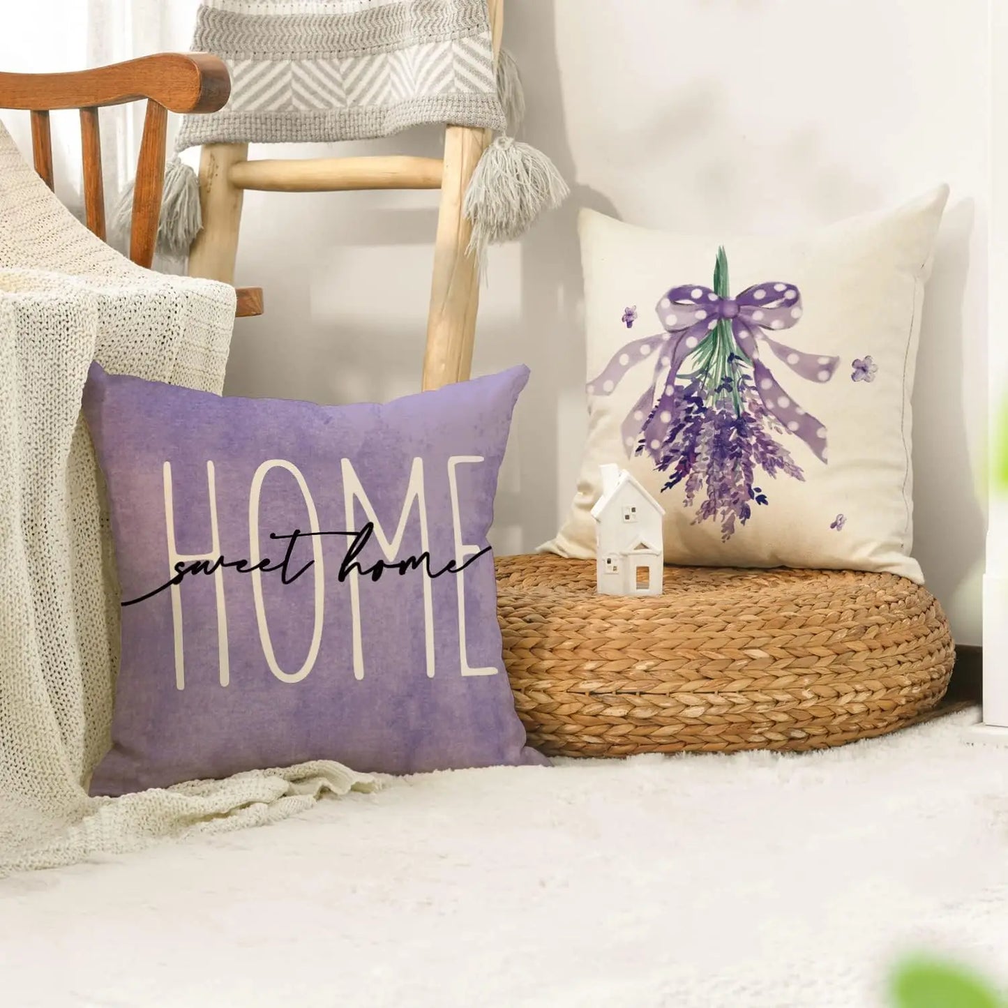 Lavender Home Sweet Home Pillow Covers