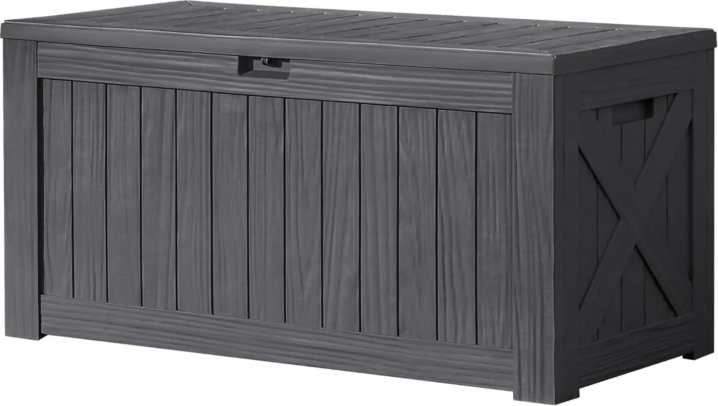120‑Gallon Resin Deck Box – Large Waterproof Outdoor Storage Bench for Patio with Lockable Lid