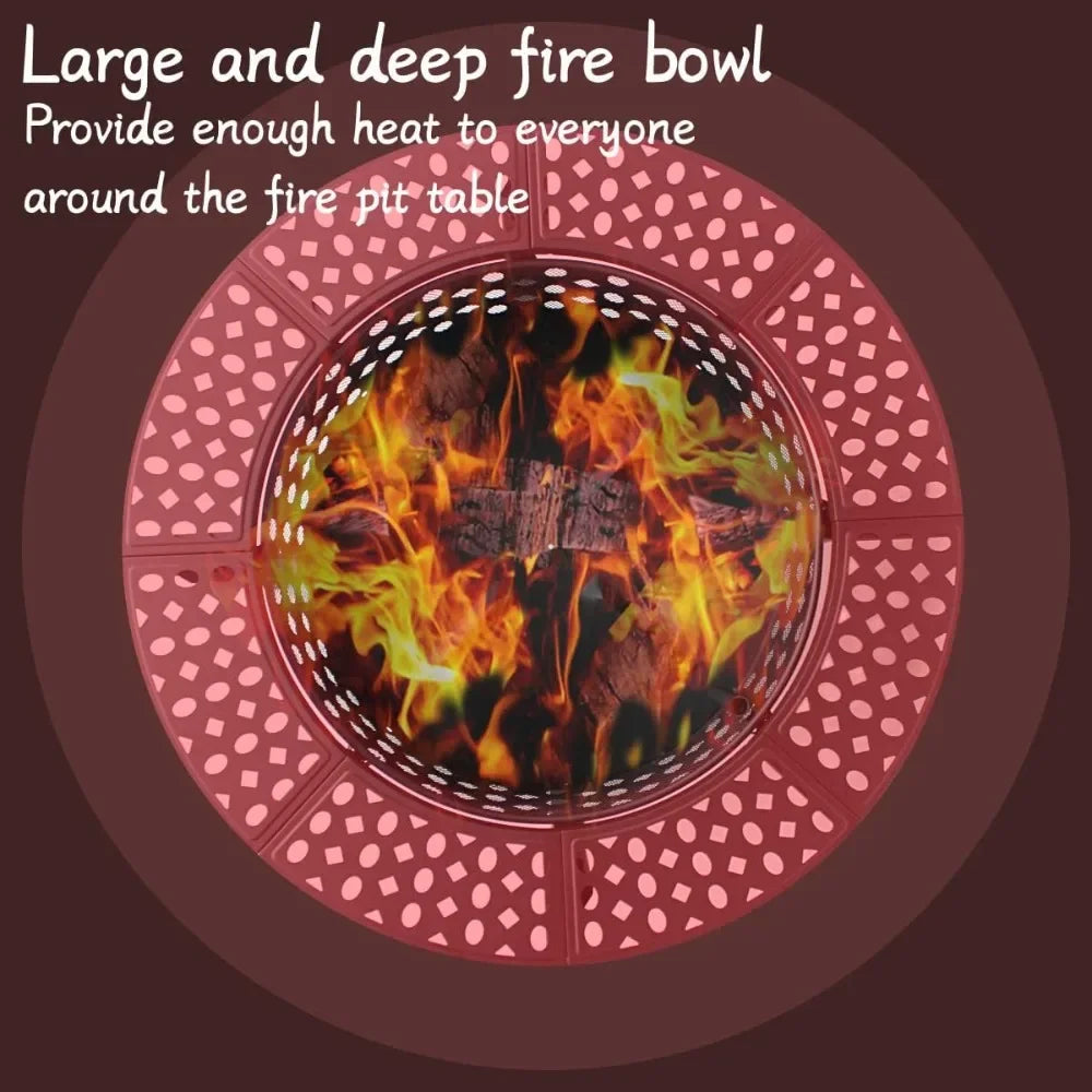 36" Fire Pit with 2 Grills, Wood Burning Fire Pits for Outside with Lid, Poker and Round Waterproof Cover, BBQ& Outdoor Fire