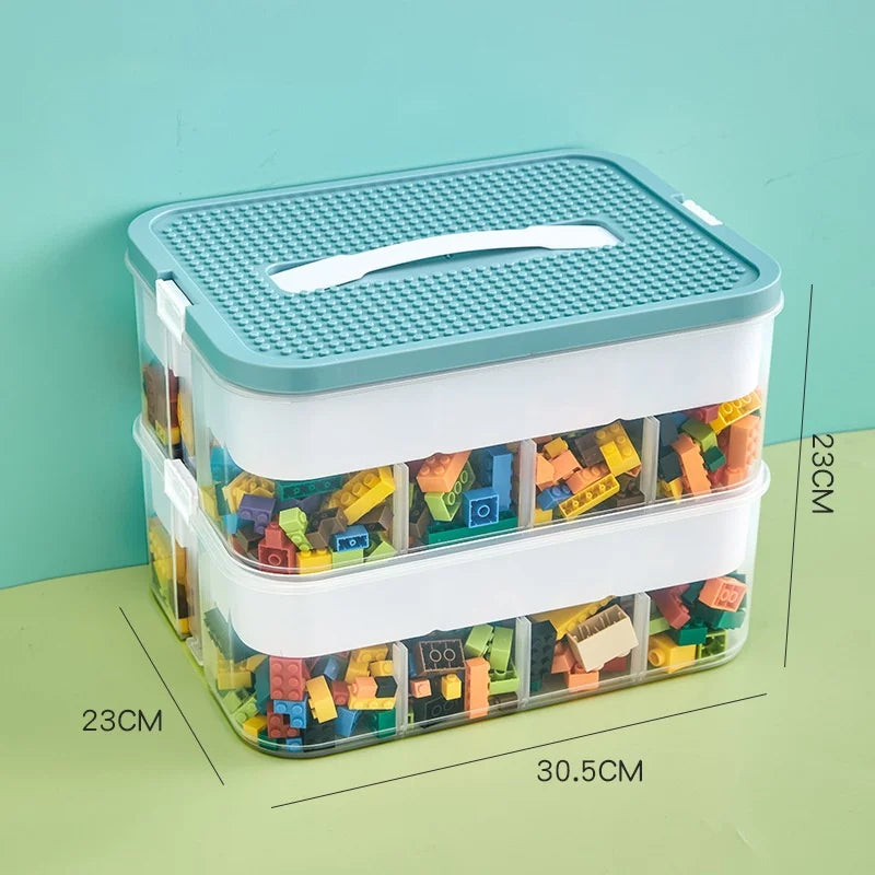 Kids Building Block Storage Box – 1/2/3 Layers, Small Toy Organizer