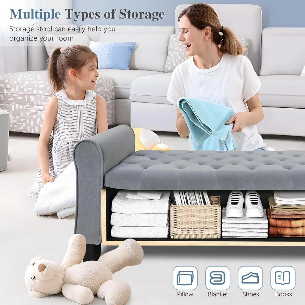 Storage Ottoman Bench with Arms