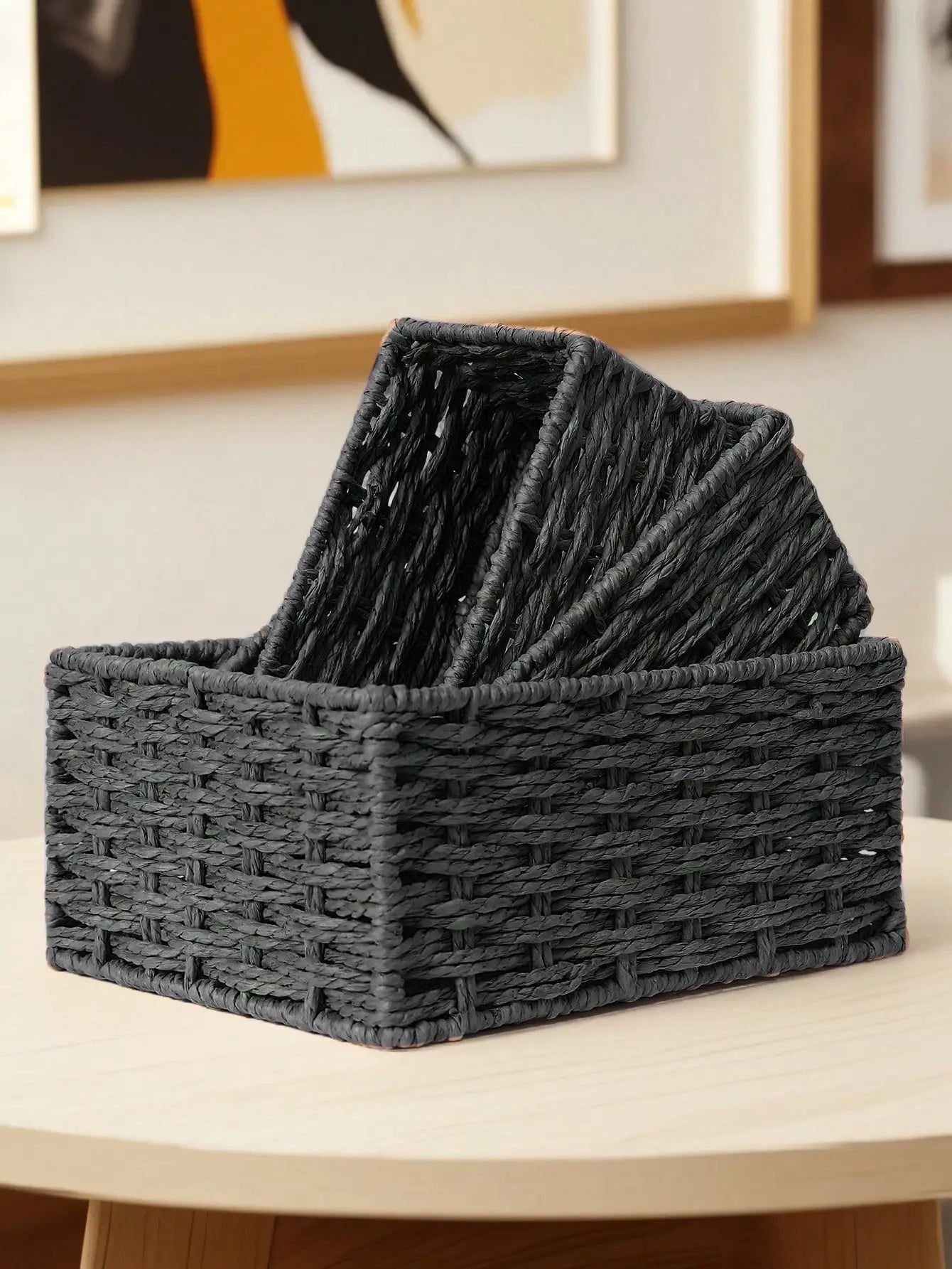 Woven Rattan Storage Basket for Home & Office