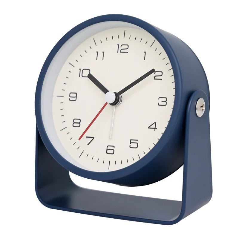 Creative Metal Swivel Desk Clock – Silent Retro Bedside Alarm