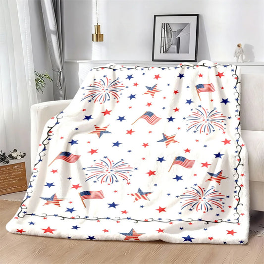 Patriotic American Flag Flannel Throw – Soft Stars & Stripes All‑Season Blanket for Sofa & Bed