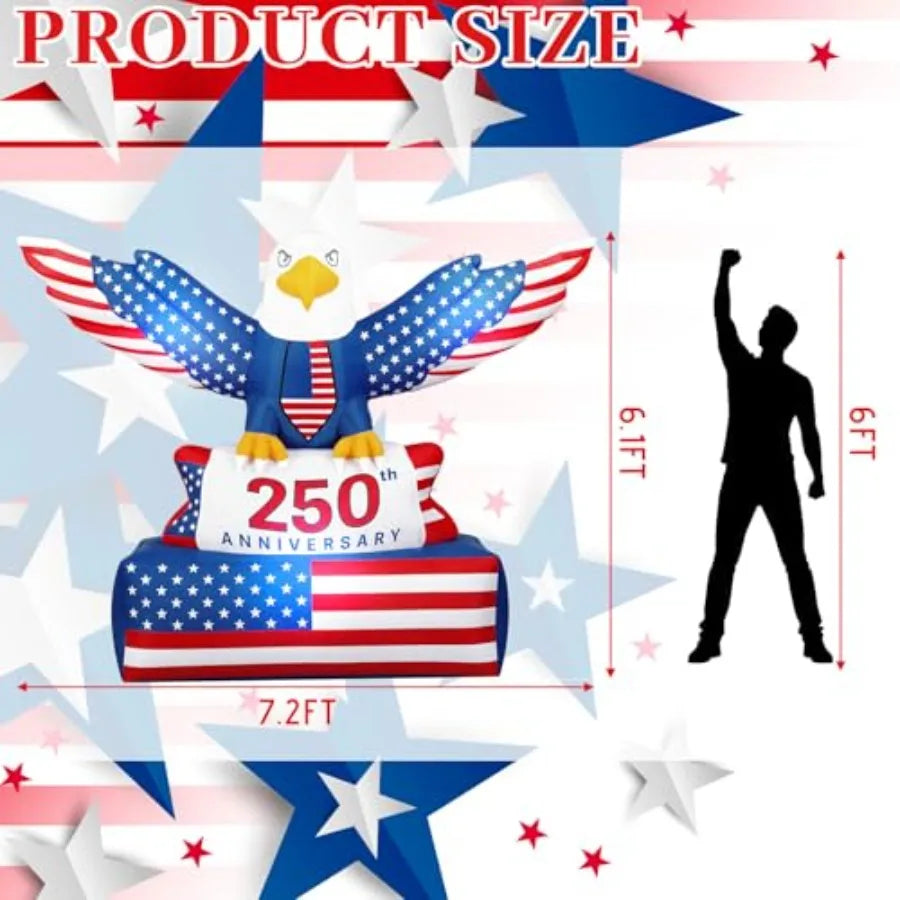 Patriotic Eagle Inflatable – LED‑Lit 4th of July Outdoor Decoration Made of Durable PVC