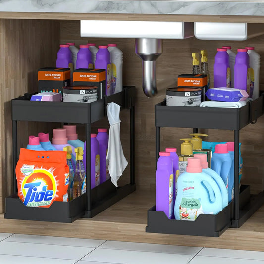 Double Under-Sink Storage Rack, Kitchen Cabinet Storage Rack