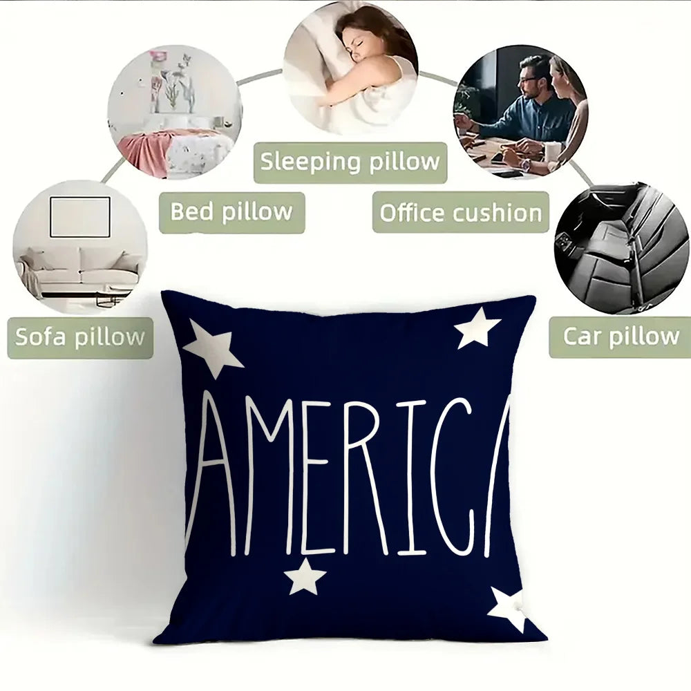 Patriotic Pillow Cover - American Flag,  Star Striped, Let Freedom Ring