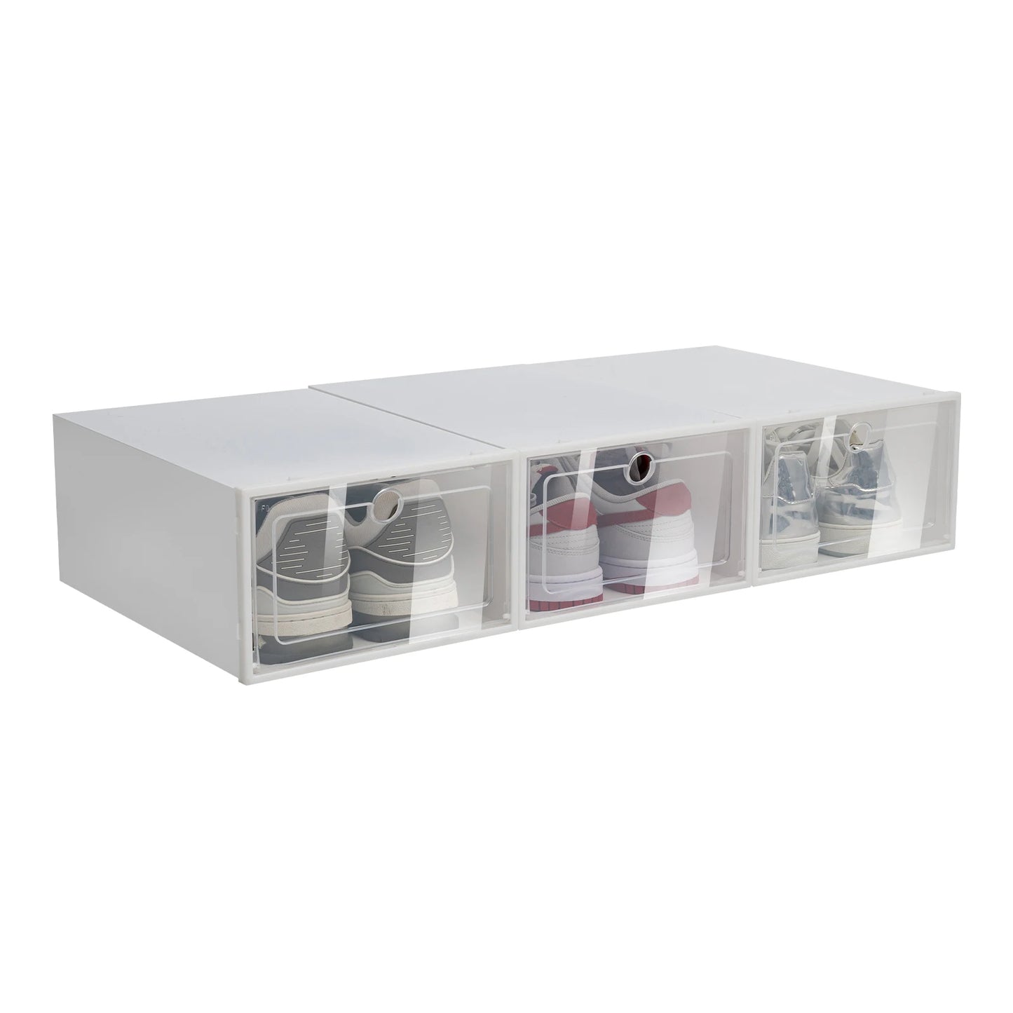 Foldable Flip Shoe Boxes Set (20/24 PCS) – Stackable Clear Plastic Shoe Storage Containers, 13" × 9" × 5.5"