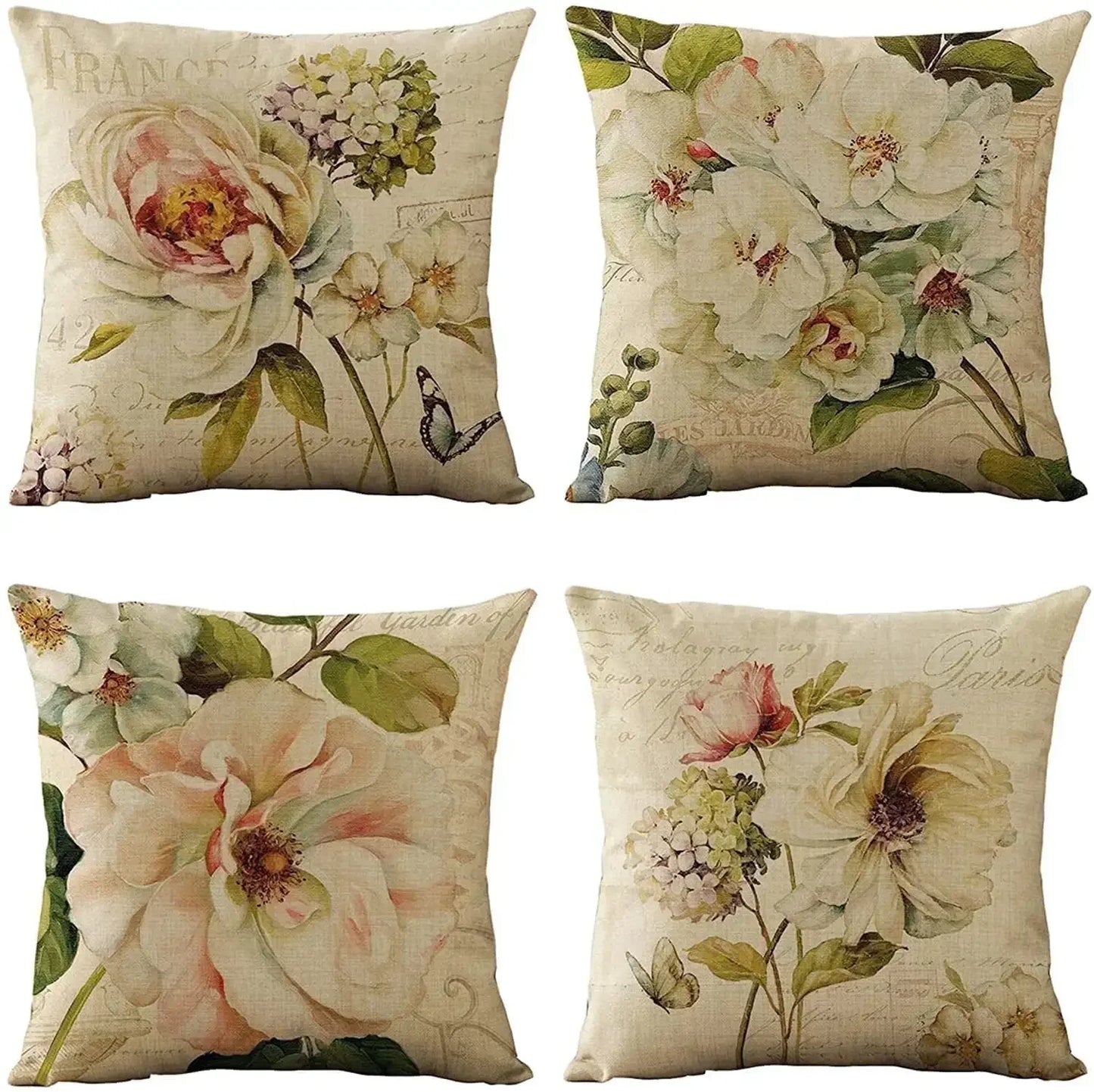 Set of 4 Throw Pillow Covers – 18×18" Decorative Cushion Cases (Yellow)