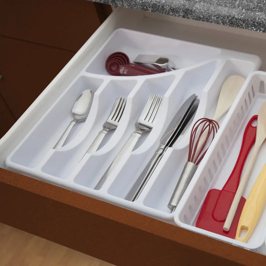 6 Compartment Cutlery Tray - Plastic Utensil Organizer