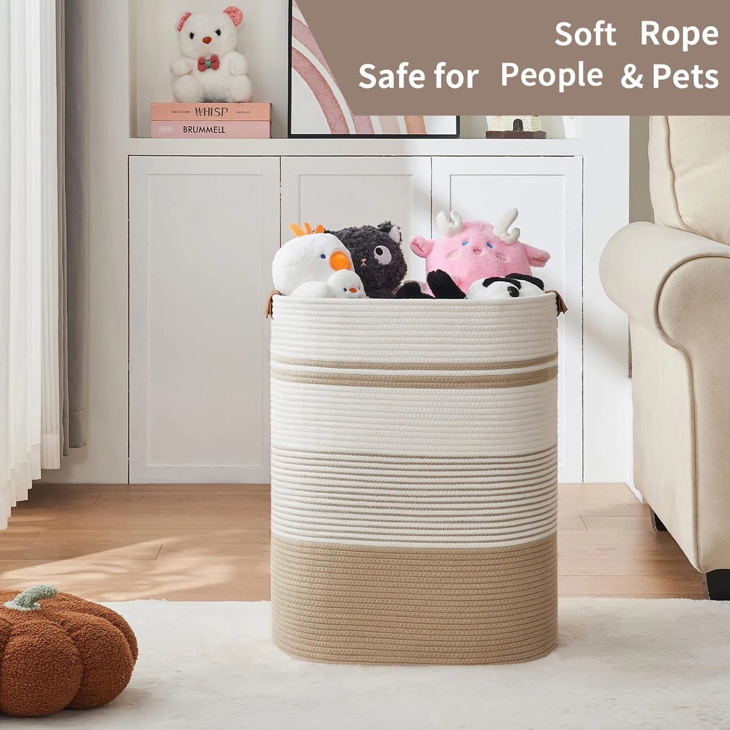 Laundry Basket, Blanket Basket for Bedroom or Living Room - Laundry Hamper or Blanket Storage