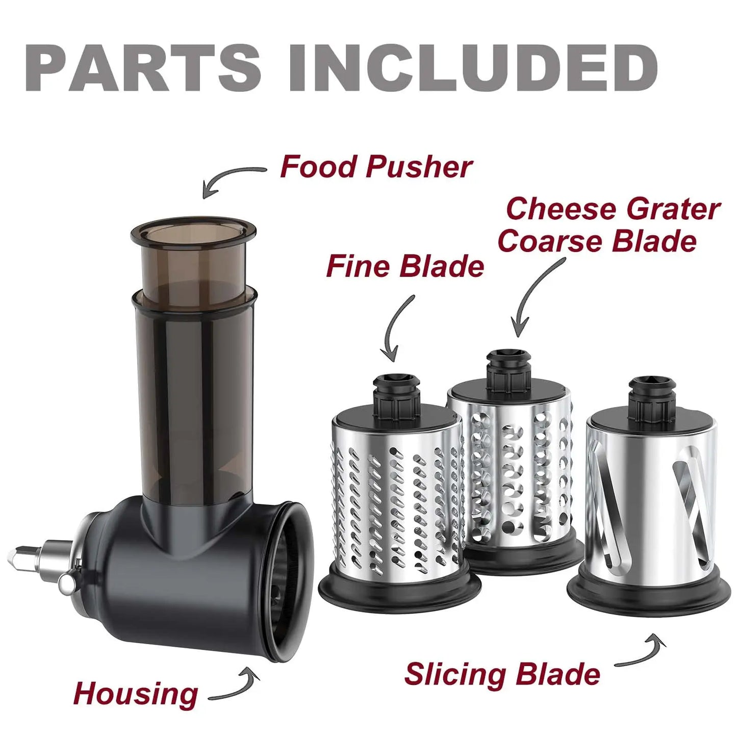 Stainless Steel Slicer Shredder Attachment for KitchenAid Stand Mixers Salad Maker with 4 Blades