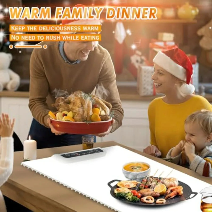 Full Surface Heating Food Warmer Mat with 3 Temperature Settings, Rollable & Portable, Auto Shut-Off