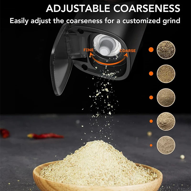 Gravity Electric Salt and Pepper Grinder Set Large Capacity Rechargeable Automatic One Hand Operated Kitchen Tool