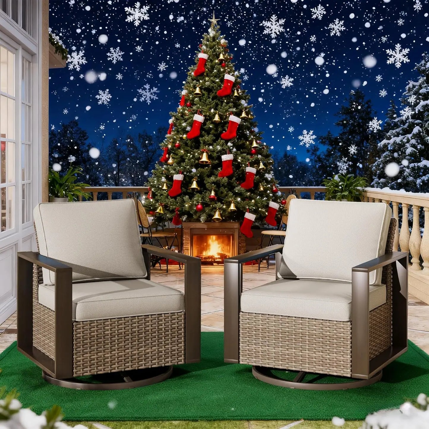 Outdoor Swivel Rocker Patio Chairs Set of 2