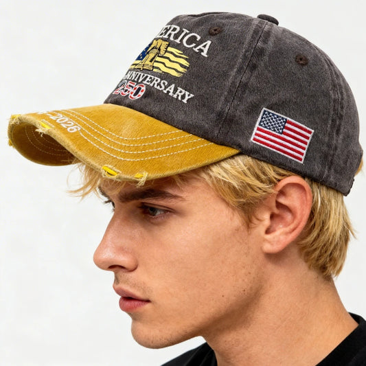 USA 250th Anniversary Letter Embroidered Baseball Cap Spring Summer Cotton Peaked Cap for Men and Women Outdoor Sports