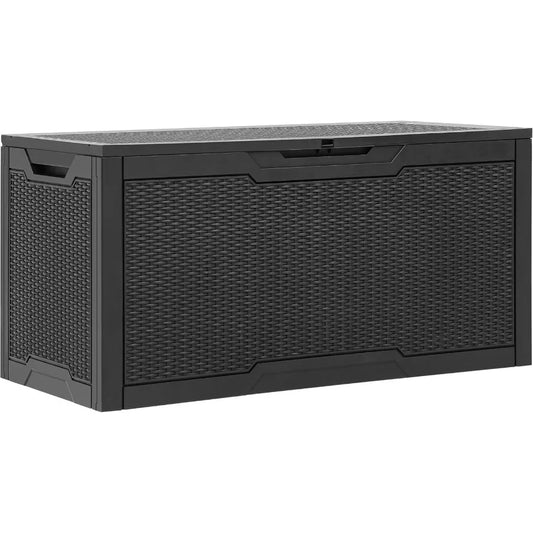 100 Gallon Resin Deck Box, Weather Resistant Outdoor Storage Box, Lockable Indoor/Outdoor Storage