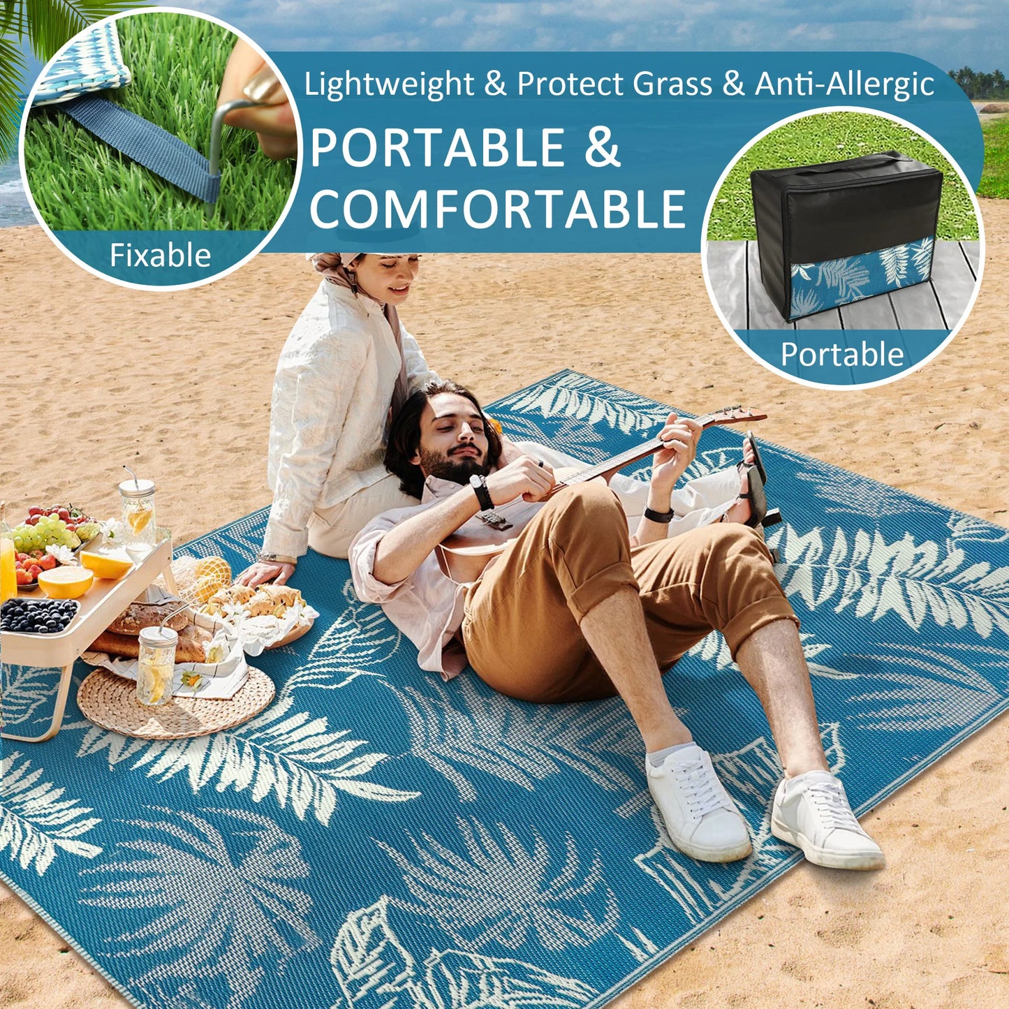 9‘x12' Outdoor Rug Waterproof, for  Indoor/Outdoor