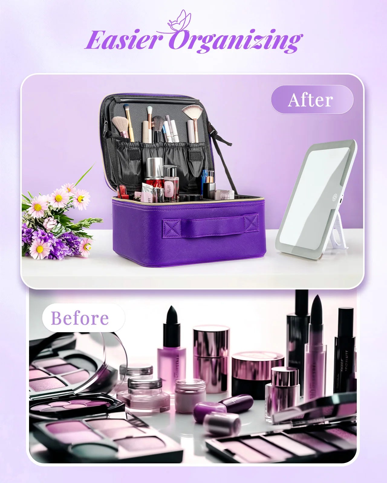 Makeup Bag With Mirror lamp, Waterproof
