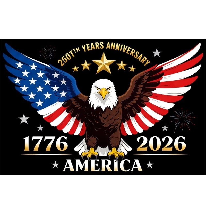 America 250th Anniversary Backdrop Cover Bald Eagle Statue of Liberty Flag 4th of July Independence Day Celebration Backgrounds