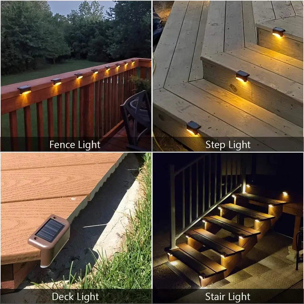 A set of 16 waterproof outdoor solar LED deck lights