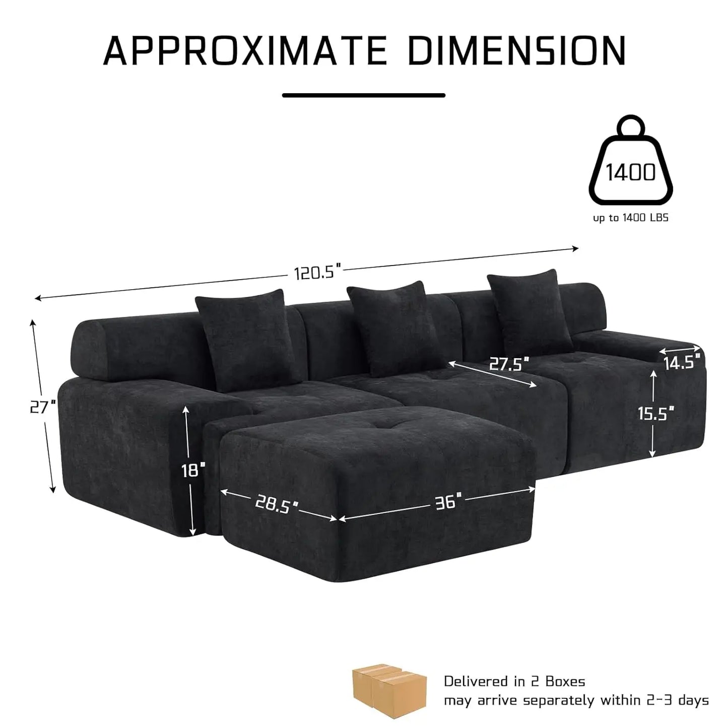 Comfy Modular Sectional Sofa, No Assembly Required