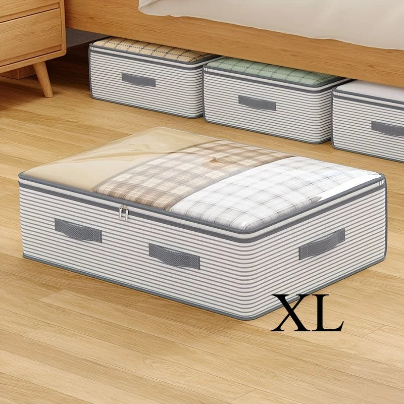 Large Capacity Clothes Storage Bag – Heavy‑Duty Non‑Woven Organizer with Clear Window for Comforters, Blankets & Bedding