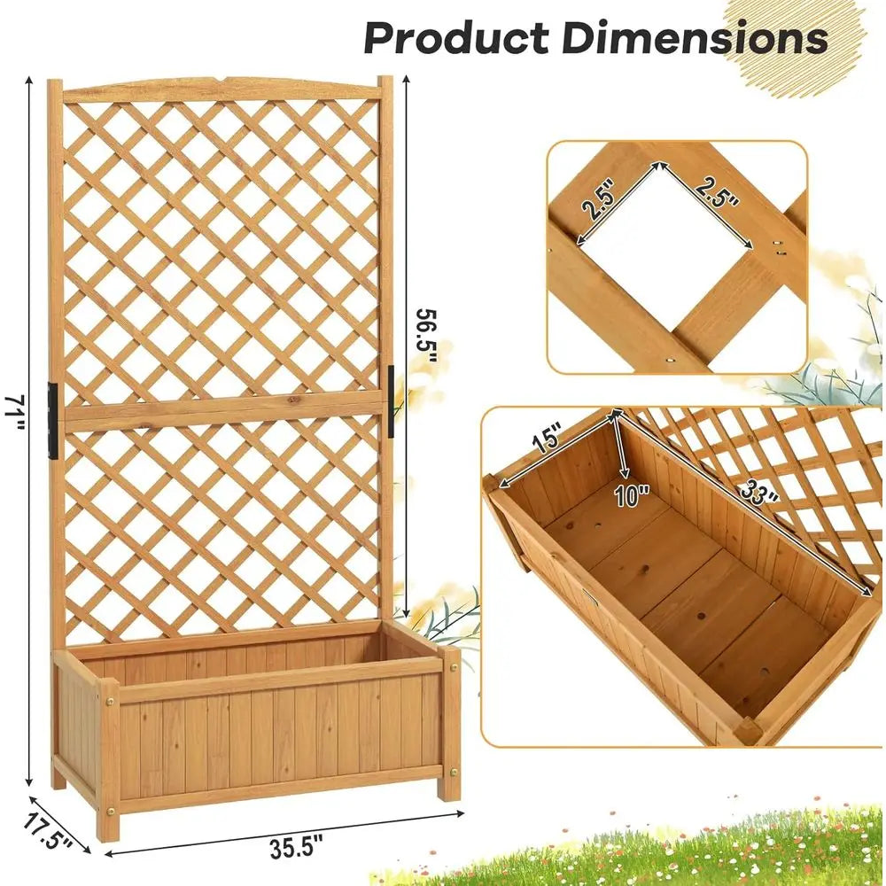 Raised Garden Bed Outdoor Set, 35.5x17.5x71-inch Planter Box with Trellis and Removable Bottom, Ideal for Patio, Balcony, or Yard