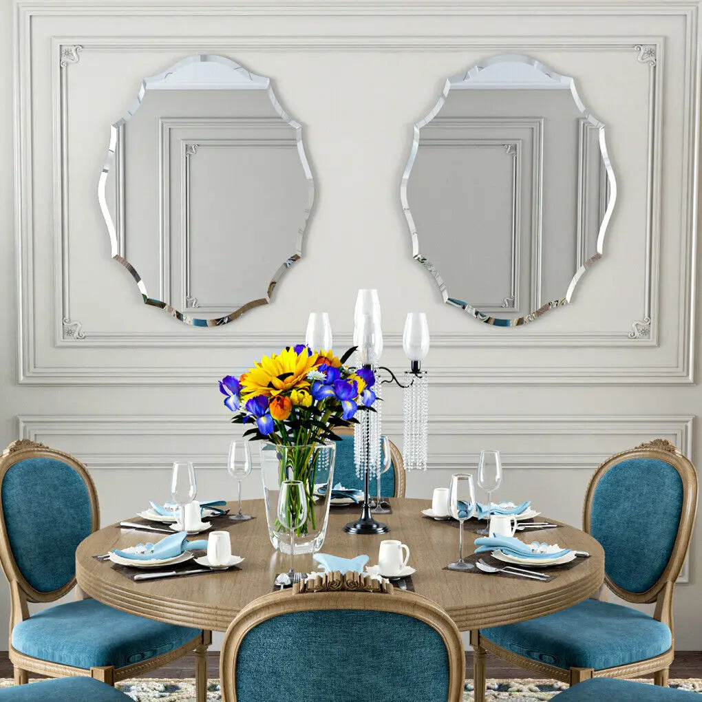 Frameless Geometric Wall Mirror – Beveled Art Glass