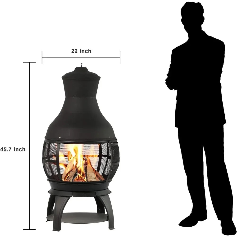 Outdoor Wood Burning Fire Pits Chimenea, Brown-Black