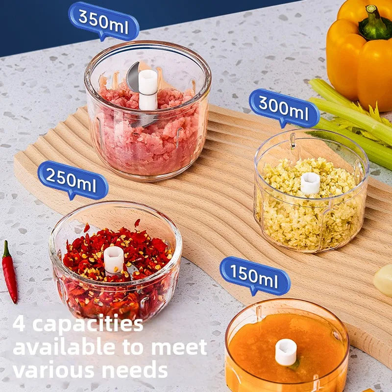 350ML Electric Food Processor – USB Meat Grinder, Garlic Masher & Multi‑Function Veggie Chopper