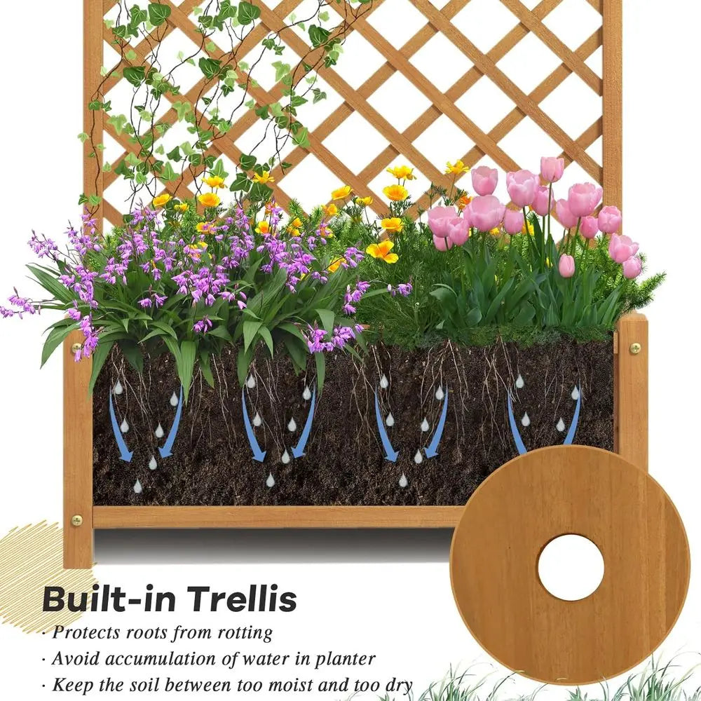 Raised Garden Bed Outdoor Set, 35.5x17.5x71-inch Planter Box with Trellis and Removable Bottom, Ideal for Patio, Balcony, or Yard